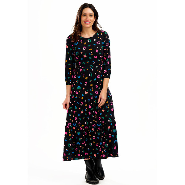 Sugarhill Brighton Bakari Retro Jersey Midi Dress in Black D1029