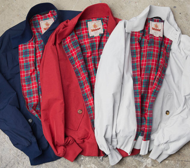 Baracuta Clothing: 3 G9 Harrington Jackets in Navy, Red & Mist