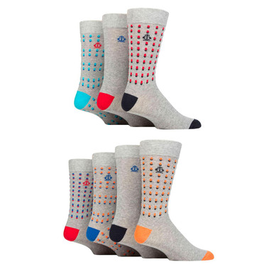 +Jeff Banks 7 Pack Double Spots Jacquard Socks LG