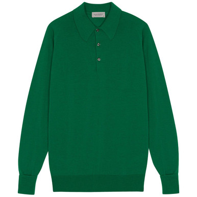 JOHN SMEDLEY Dorset Long-sleeve Polo ② John Smedley Dorset Truffle Long Sleeve Polo Shirt | The