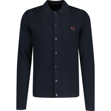【FRED PERRY】Textured Front Knitted Shirt Fred Perry Textured Front Knit T-Shirt