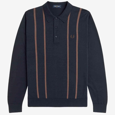 トップス FRED PERRY Long Sleeve Ribbed Polo Shirt Button-Through Rib Polo Shirt - Ecru | Women's Polo Shirts | Polo