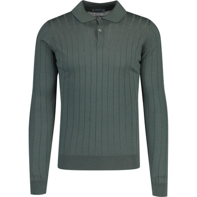 Ade John Smedley Ribbed Merino Wool Polo Shirt HG