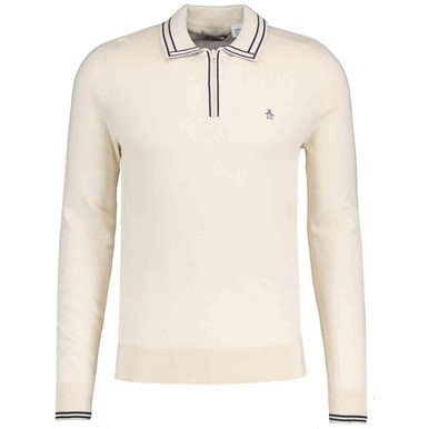 Original Penguin L/S Quarter Zip Tipped Polo (B)