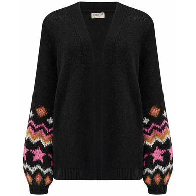Yvette Sugarhill Fairisle Sleeve Open Cardigan B