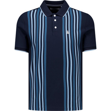 Original Penguin Stripe Jacquard Knitted Shirt in Dark Sapphire