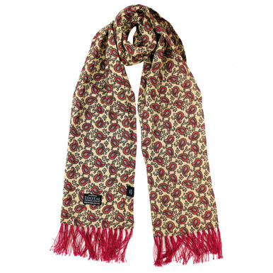 Tootal 60s Cream Paisley Fringed Rayon Mod Scarf