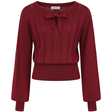 Banned Alternative Burgundy Torn Affection Jumper