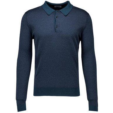 John Smedley Herbie Polo Mod Jacquard Knit in Green