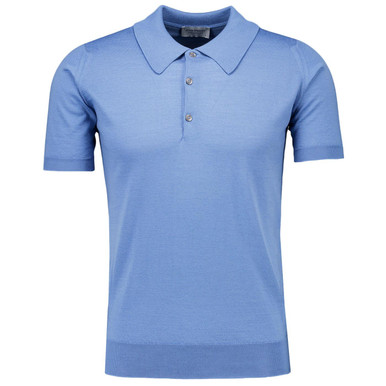 John Smedley Peaks Polo Mod Style Made in England Azul
