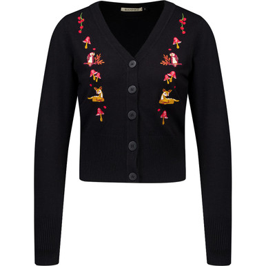 Nara Retro 50s Cardigan in Black | Autumn Forest Knit