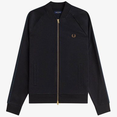 Fred Perry Blackwatch Tartan Taped Track Jacket in Black