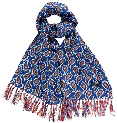 Tootal Paisley Fringed Retro 60s Rayon Scarf Navy