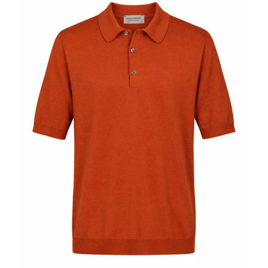 John Smedley Isis Sea Island Cotton Knitted Polo in Wyvern Red