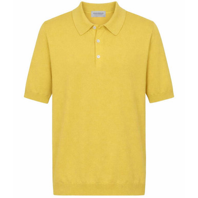 John Smedley Isis Sea Island Cotton Knitted Polo in Pollen Yellow