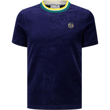 Sergio Tacchini Monte Retro Velour T-Shirt in Navy Blue