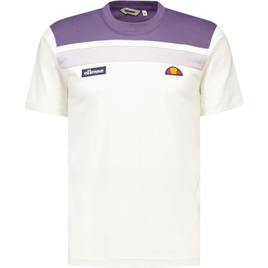 Ellesse Vignola Colour Block Retro 80s T-shirt in White/Lilac