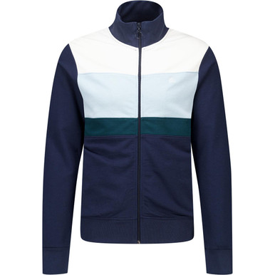 Merc Cairns Retro Colour Block French Terry Track Top in Navy