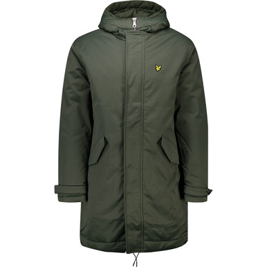 Lyle & Scott Padded 60s Mod Fishtail Parka in Deep Depths Green