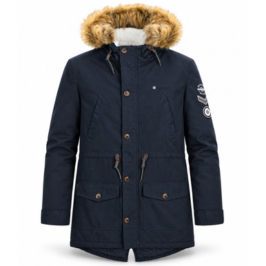 Lambretta Sherpa Lined Mod 60s Fishtail Parka in Dark Navy