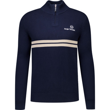 Sergio Tacchini ネイビー サロペット Sサイズ Sergio Tacchini New Dallas 1/4 Zip Knitted Jumper in Maritime Blue