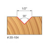 Freud V-Groove Router Bit, 90° Angle, 7/16" Carbide Height, 1/4" Shank, 1/2" Overall Diameter, 1-3/4" Overall