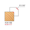 Freud Round Over Bit, 1/16" Radius, 1/2" Carbide Height, 1/4" Shank, 2-3/16" Overall Length