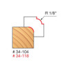 Freud Round Over Bit, 1/8" Radius, 1/2" Carbide Height, 1/4" Shank, 2-3/16" Overall Length