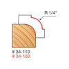 Freud Round Over Bit, 1/4" Radius, 1/2" Carbide Height, 1/4" Shank, 2-3/16" Overall Length