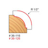 Freud Beading Bit, 1/2" Radius, 3/8" Bearing Diameter, 1/4 Shank, 1-1/2" Overall Diameter, 2-1/2" Overall Length