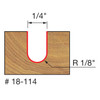 Freud Round Nose Router Bit, 1/8" Radius, 3/8" Carbide Height, 1/2" Shank, 1/4" Overall Diameter