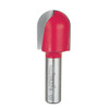 Freud Round Nose Router Bit, 1/2" Radius, 1-1/4" Carbide Height, 1/2" Shank, 1" Overall Diameter