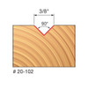 Freud V-Groove Router Bit, 90° Angle, 5/16" Carbide Height, 1/4" Shank, 3/8" Overall Diameter, 1-3/4" Overall