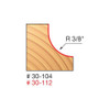 Freud Cove Router Bit, 3/8" Radius, 1/2" Carbide Height, 1/2" Shank, 1-1/4" Overall Diameter, 2-1/2"