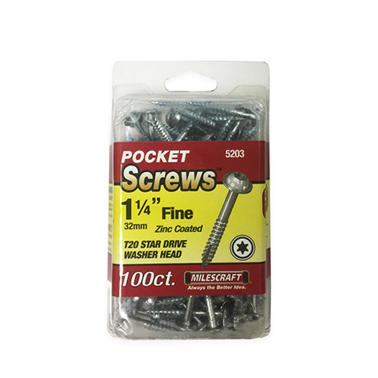 Milescraft 5203 1.25" Fine Pocket Hole Screws, 100ct.
