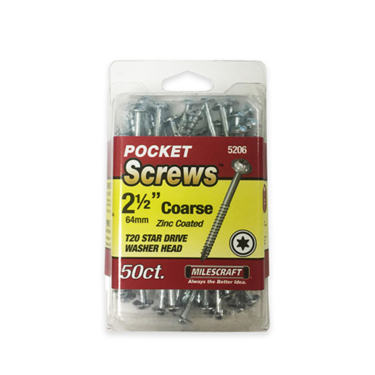 Milescraft 5206 2.5" Coarse Pocket Hole Screws, 50ct.