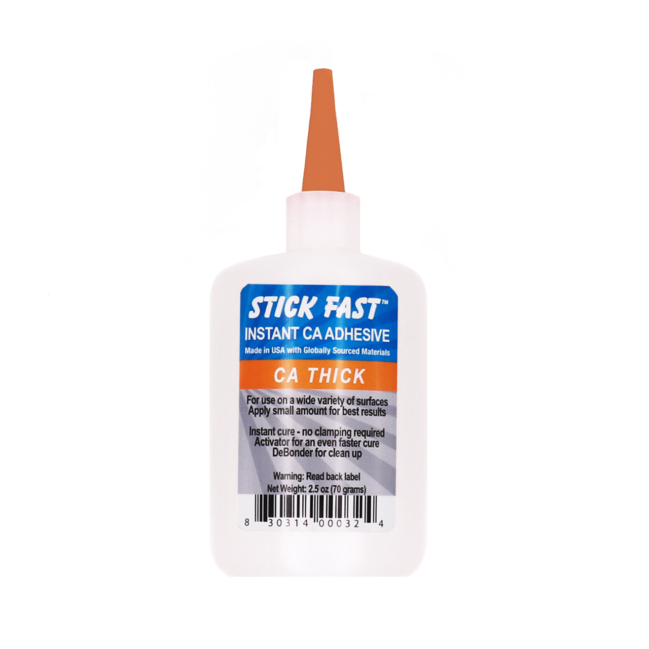 Stick Fast Instant CA Adhesive Glue, Thick Viscosity, 2.5oz Bottle