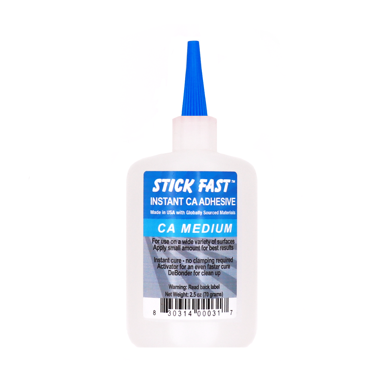Stick Fast Instant CA Adhesive Glue, Medium Viscosity, 2.5oz Bottle