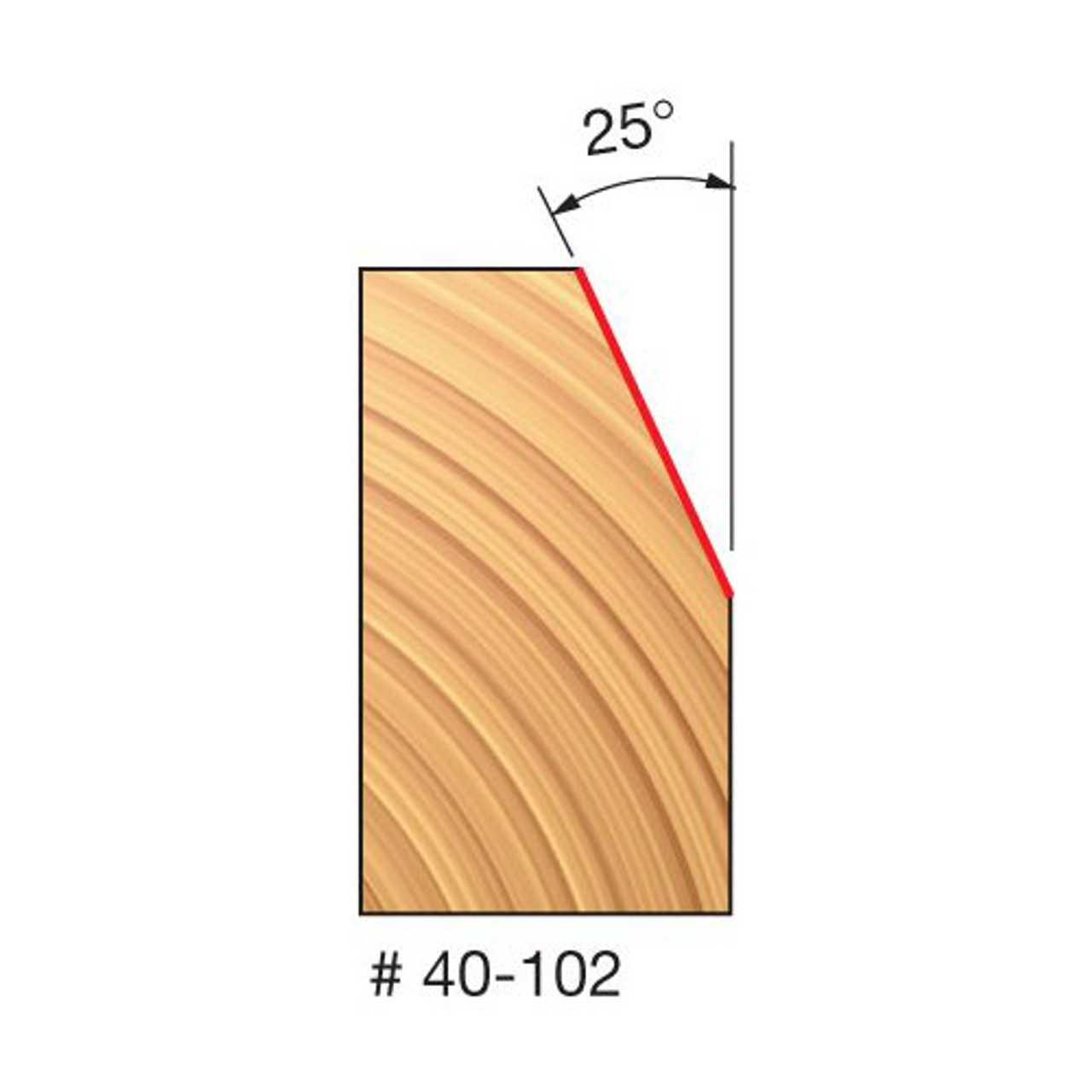 Freud Chamfer Bit, 25 Deg. Angle, 1/4" Carbide Height, 15/16" Overall Diameter, 1/4" Shank, 1/2" Bearing Diameter,