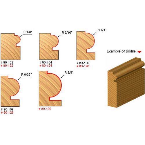 Traditional Beading Bit, 3/16" Radius, 11/16" Carbide Ht, 1/4" Shank, 2