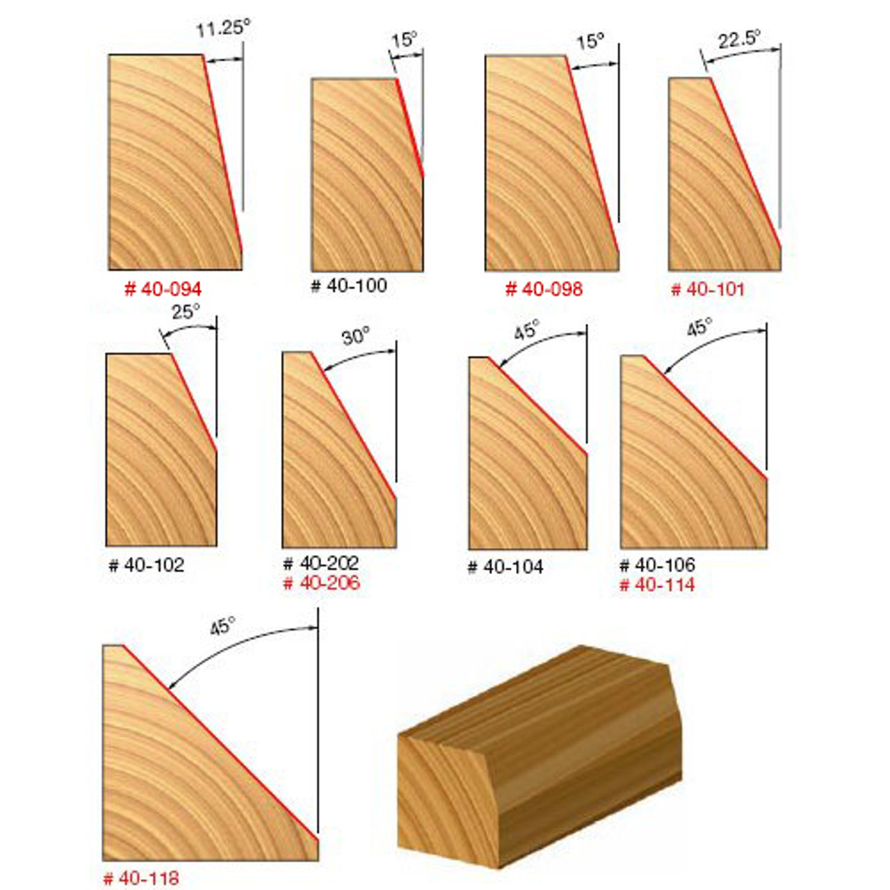 Freud Chamfer Bit, 22-1/2 Deg. Angle, 7/8" Carbide Height, 1-1/4" Overall Diameter, 1/2" Shank, 1/2" Bearing Diameter,