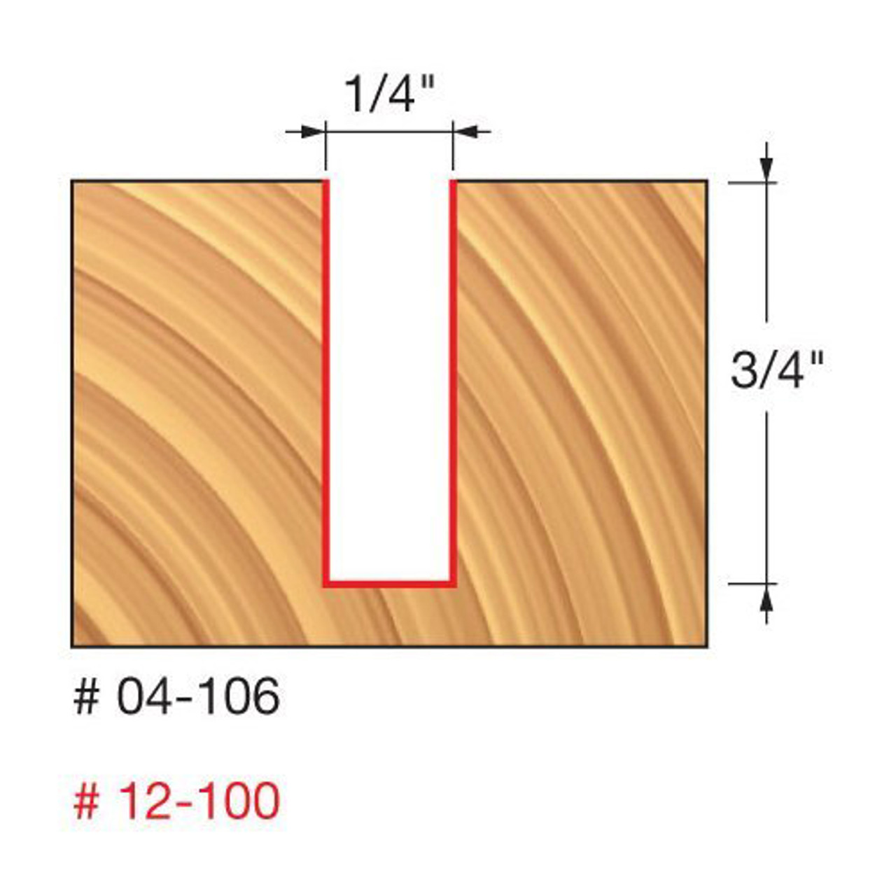 Freud Double Flute, Straight Bit, 1/4" Diameter, 3/4" Carbide Height, 1/2" Shank