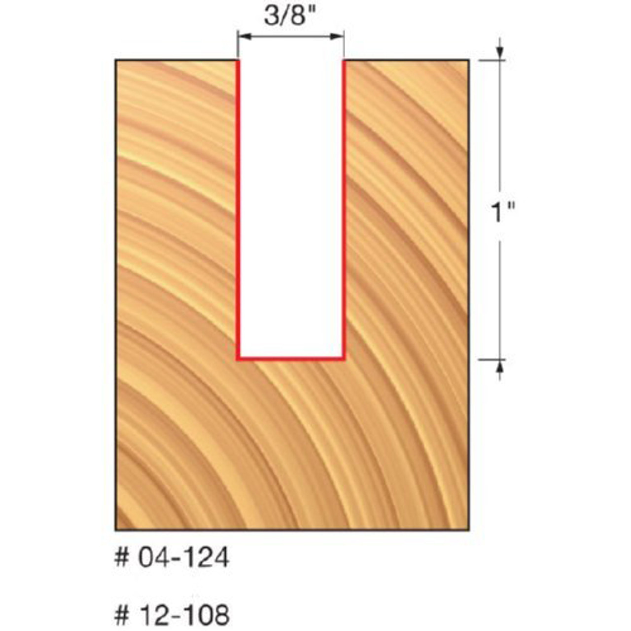 Freud Double Flute, Straight Bit, 3/8" Diameter, 1" Carbide Height, 1/2" Shank