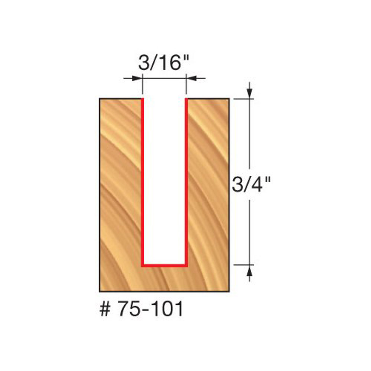 Freud 3/16" Up-Spiral Router Bit, 3/4" Carbide Height, 1/4" Shank, 2" Overall Length