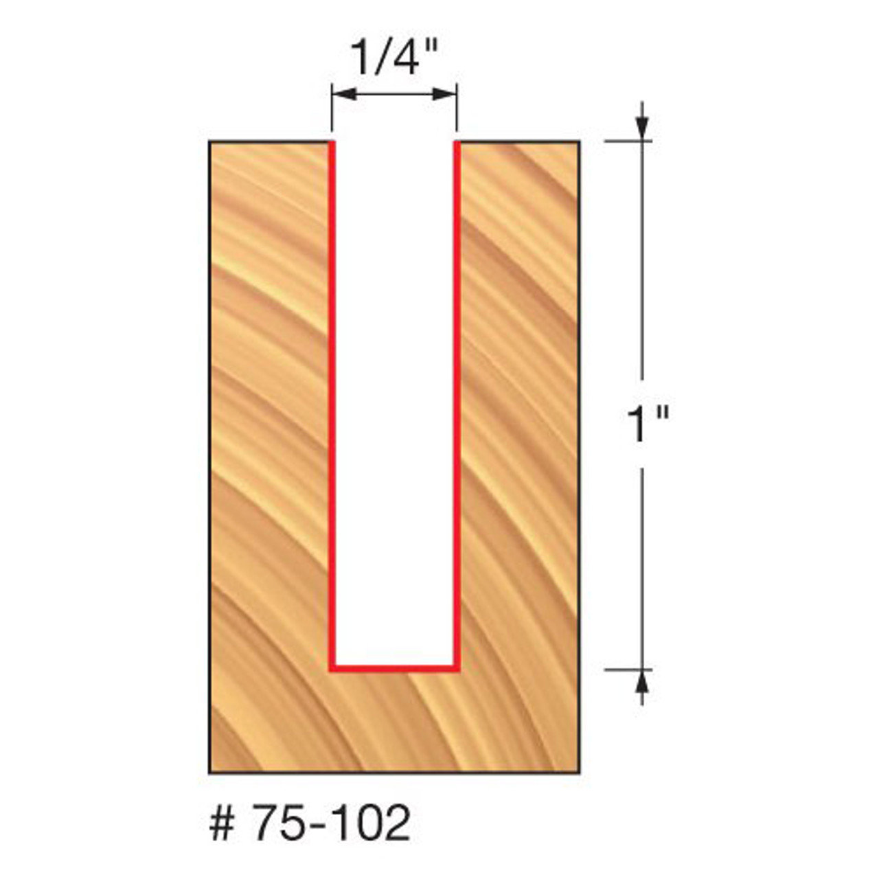 Freud 1/4" Up-Spiral Router Bit, 1" Carbide Height, 1/4" Shank, 2-1/2" Overall Length