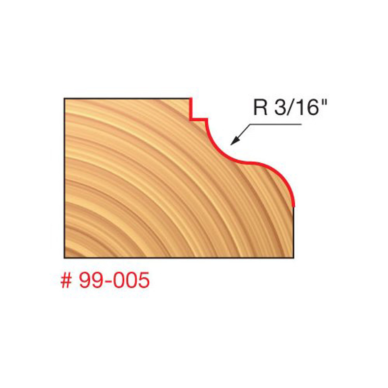 Freud Classical Roman Ogee Router Bit, 3/16" Large Radius, 9/16" Carbide Height 1-3/8" Overall Diameter, 1/2" Shank