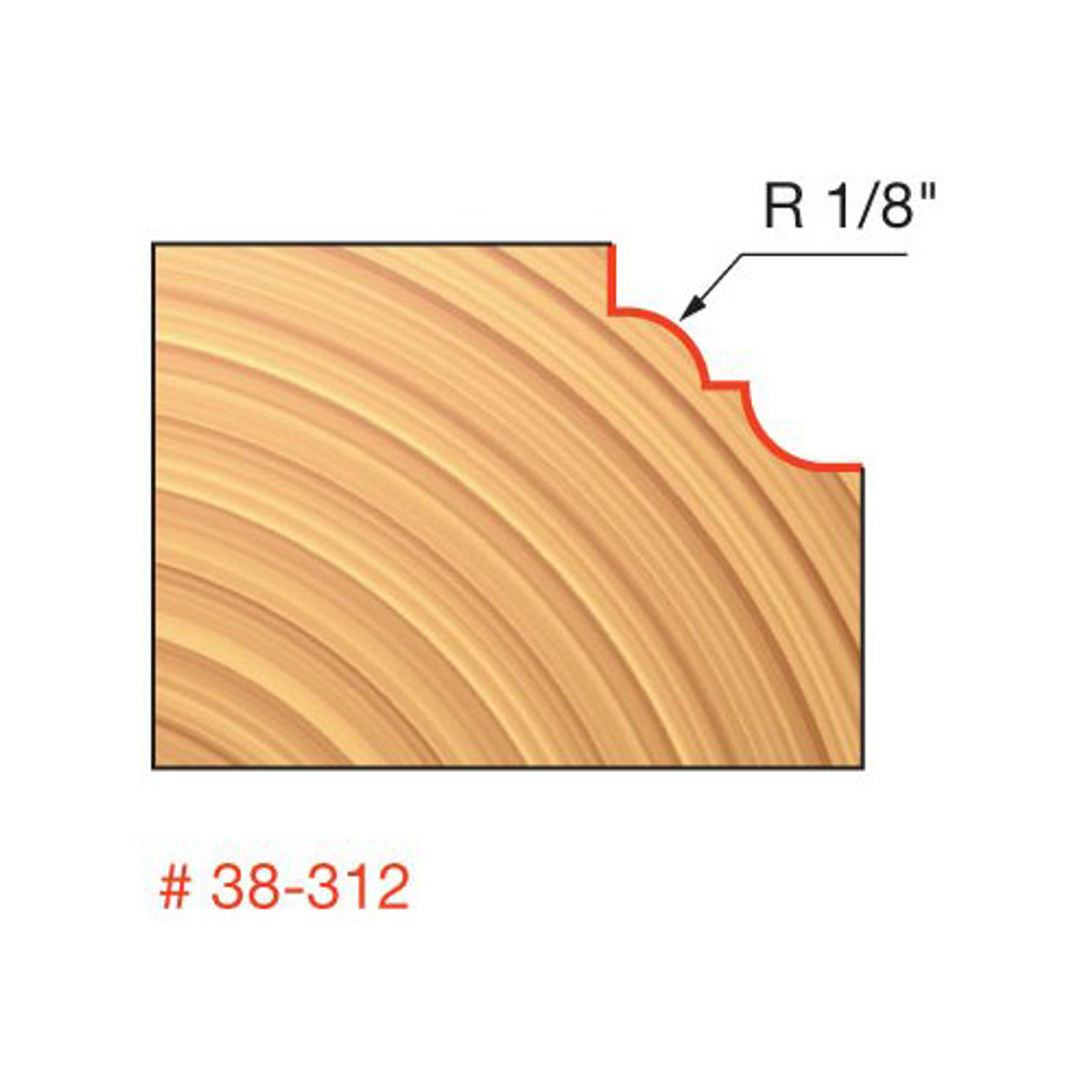 Freud Cove & Bead Profile Bit, 1/8" Radius, 1-5/32" Overall Diameter, 1/2" Shank, 3/8" Bearing Diameter, 2-9/16"