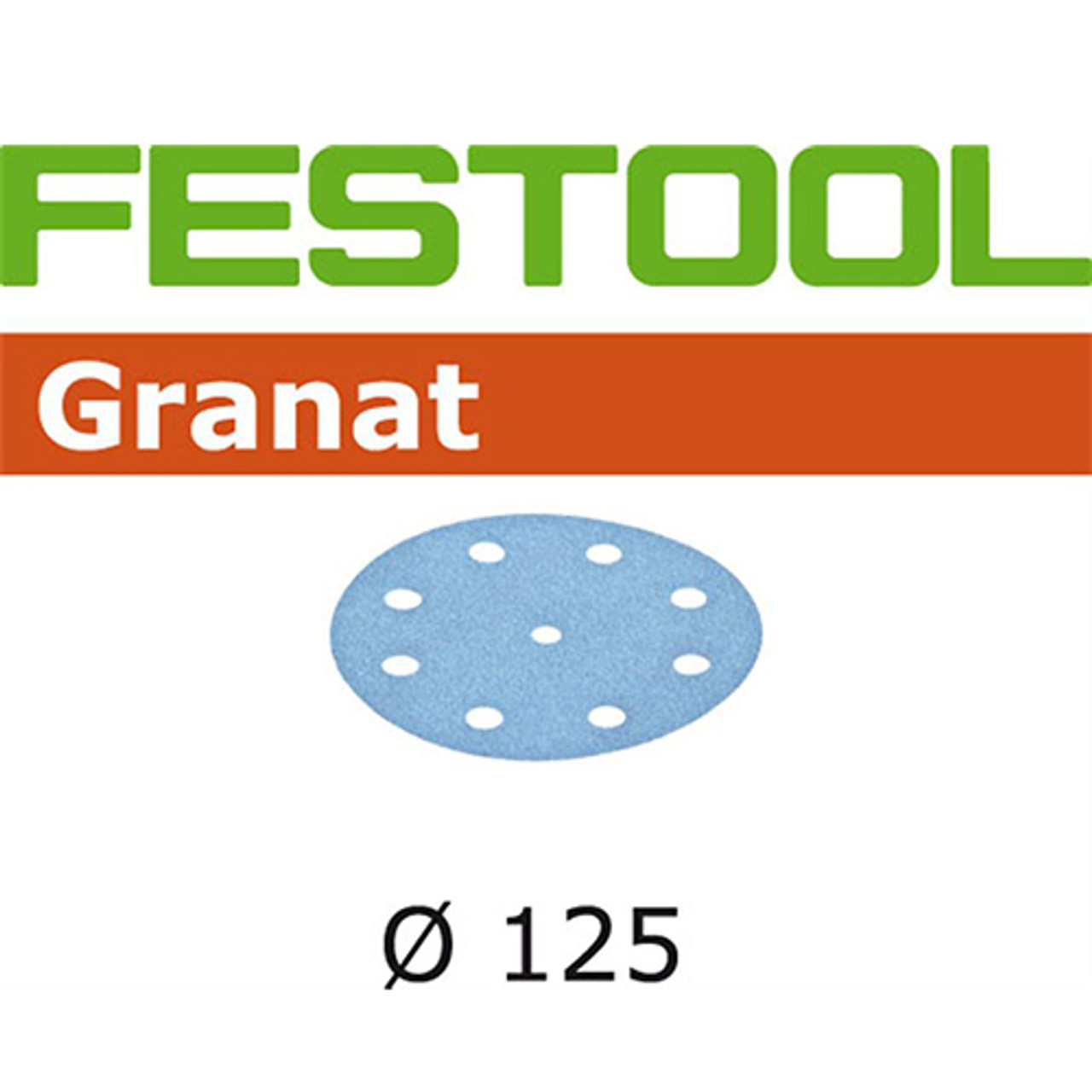 Festool ETS125, 80 Grit, Granat Sanding Discs, 50PK