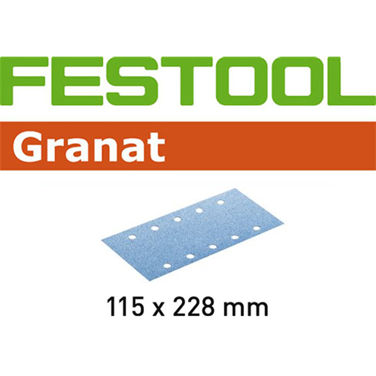 Festool RS2E, 240 Grit, Granat Sanding Sheets, 100PK