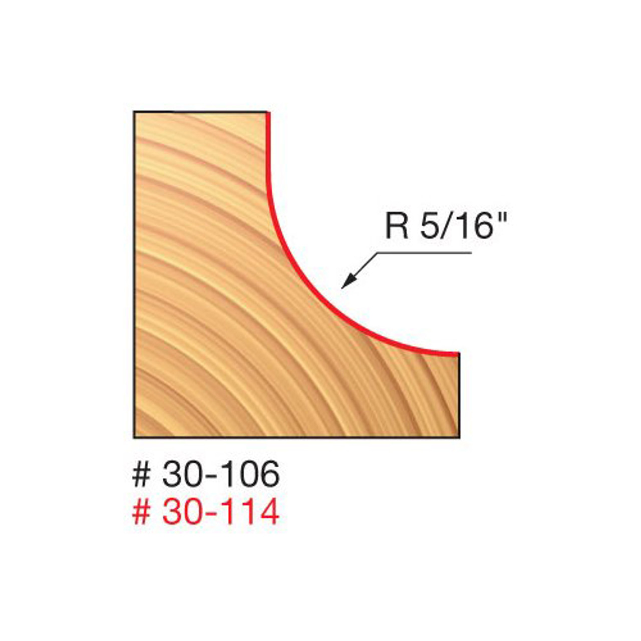 Freud Cove Router Bit, 1/2" Radius, 5/8" Carbide Height, 1/4" Shank, 1-3/8" Overall Diameter, 2-3/16"